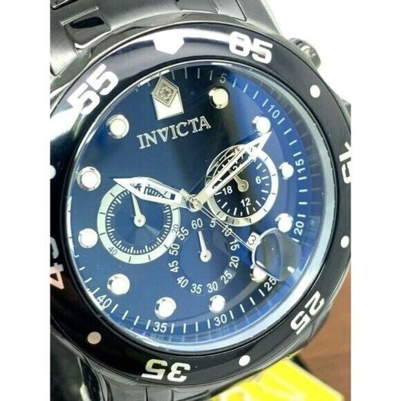 Invicta Men's Watch 0076 Pro Diver Quartz Chronograph Black Stainless Steel - Picture 12 of 12